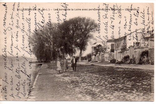 Villebernier - Les Bords De La Loire Avec Perspective Vers Saumur (Carte Ancienne Animée, 49 Maine-Et-Loire)