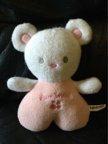 Souris Luminou Doudou Rose Et Blanc 16cm