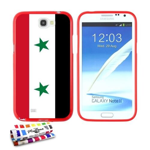 Coque Case Samsung Galaxy Note 2 " Drapeau Syrie " Silicone Rouge Souple (Tpu)