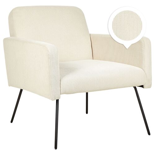 Fauteuil NARKEN Velours côtelé Crème