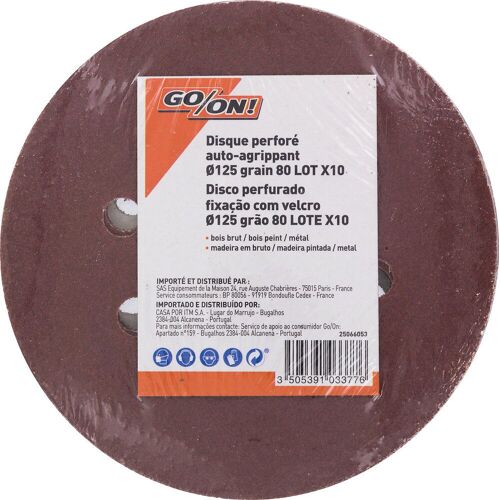 Disque perforé agrippant d.125mm grain 80, 8 trous lot de 10