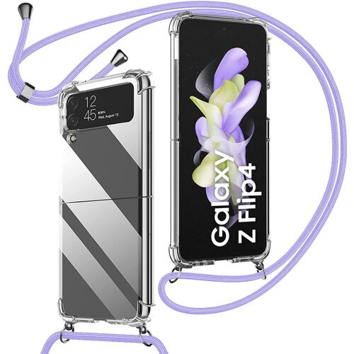 Coque Pour Samsung Galaxy Z Flip 4 - Coins Renforcés Anti-Rayures Souple + Bandoulière Violet - E.F.Connection