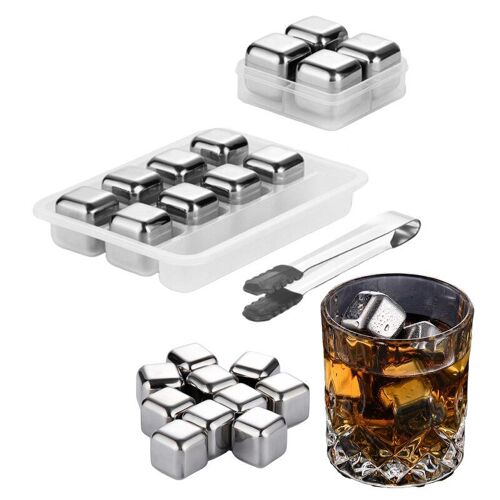 Boule De Glace Réutilisable En Acier Inoxydable 304, Grains De Glace, Tarte, Pierres De Refroidissement Pour Whisky, Vin, Ensemble De Glace Avec Pince À Glace, Ustensiles De Bar