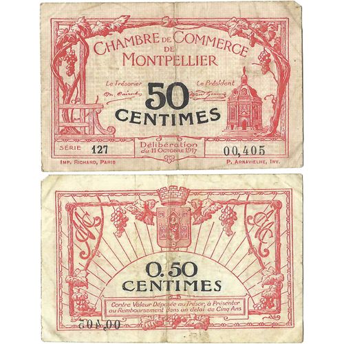 France - Billet - Chambre De Commerce De Montpellier- 50 Centimes - 1917 - Jp.85.16 - 15-118