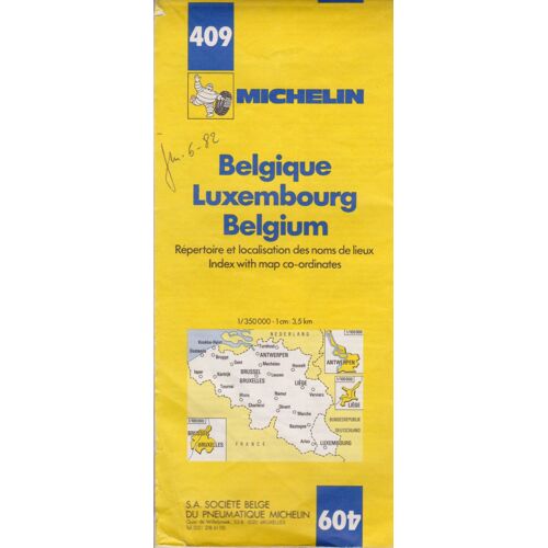 Carte Michelin N°409 Belgique Luxembourg. Annee1985 409