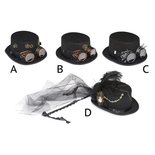 Pack Ensemble Lot Acessoires Déguisements Style Steampunk Punk Gothique Chapeau Haut De Forme Lunettes De Protection Vintage Rétro Futur Anime Manga Black Sugar Boutique Lolita Mode Cosplay Paris