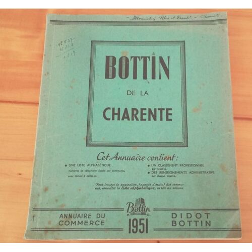 Bottin De La Charente 1951