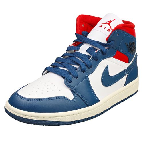 Nike Air Jordan 1 Mid Baskets Mode Blanc Bleu Rouge