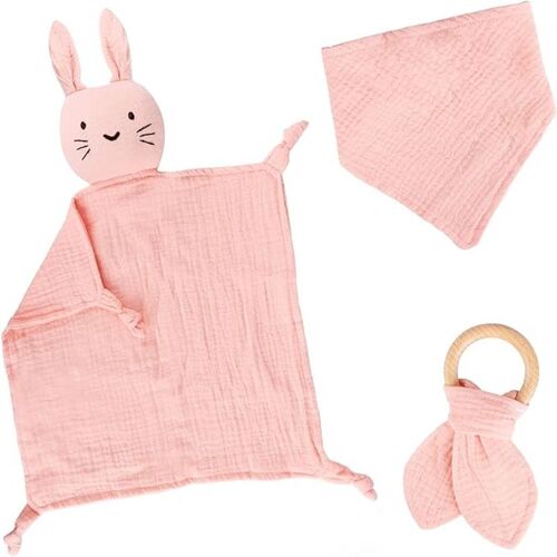Doudou Avec Anneau De Dentition Et Bavoir, Pour La Naissance Pour Garçon Et Fille - Cadeau Bébé Nouveau-Né - Set De Cadeaux Bébé Pour La Fête De Bébé