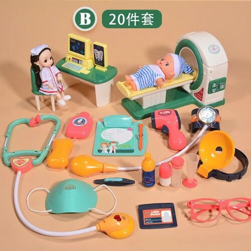 20pcs - Machine Médicale De Simulation De Lumière Et De Son Pour Enfants, Stéthoscope Au Beurre D'infirmière, Ensemble De Médecin, Jouet De Maison De Jeu, Meilleur Cadeau Pour Bébé, Ct