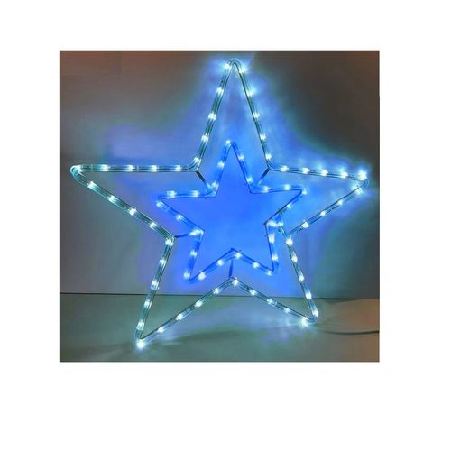 etoile double guirlande led etanche bicolor bleu blanc lumineuse impermeable secteur grande decoration lumieres lampes a suspendre  45 cm env. festive anime interieur et exterieur