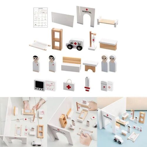 Faire Semblant De Jouer À La Maison Jouet En Bois Pour Enfants, Ensemble D'infirmière D'hôpital, Jouet De Simulation, Plis, Compétences De Vie, Qxoj