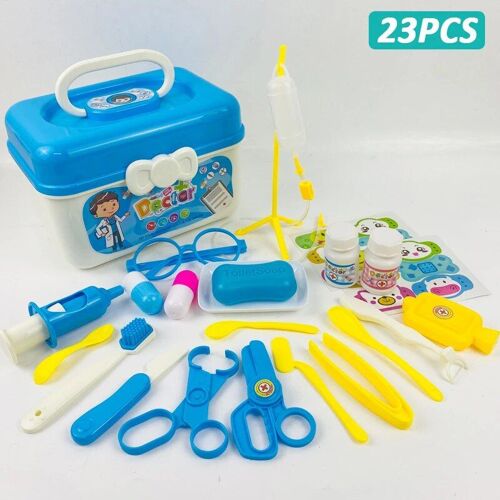 23pcs Bleu - Kit De Médecin Pour Enfants, Jeu De Rôle Pour Filles, Accessoires Médicaux, Kit D'infirmière, Sac D'outils, Jouets Pour Enfants, Cadeau