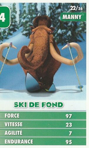 22 / 36 - Carte Intermarche - L'age De Glace - Manny - Ski De Fond