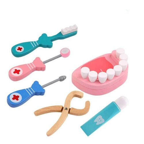 Ensemble Dentaire 6pcs - Ensemble De Jouets De Jeu De Simulation De Médecin Et D'infirmière En Bois Pour Enfants, Cosplay, Accessoires De Dentiste, Outils Pour Enfants, Cadeaux De Médecin