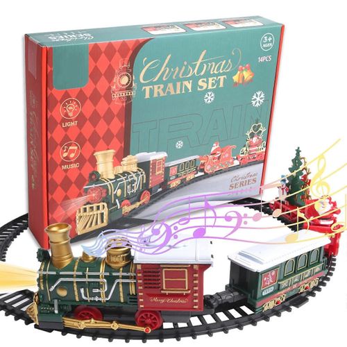L'étrange Noël de cauchemar Train électrique Train électrique pour enfants Mini simulation Train Jouet Cadeau Rétro Éclairage Musique Assemblage Wagon électrique