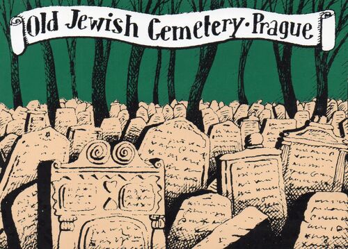 Carte Ancienne " Old Jewis Cmetery - Prague " Theme Cimetieres Tombes -11 Cmx 15.50 Cm - Illustration J Votruba 1990