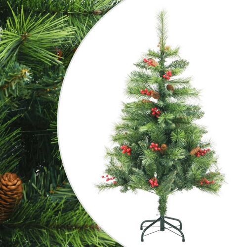 vidaXL Sapin de No?l artificiel avec pommes de pin et baies 150 cm