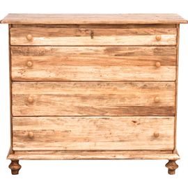 Commode Style Rustique En Bois Massif De Tilleul Finition Naturelle L114xpr49xh99 Cm