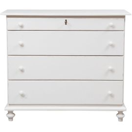 Commode Style Rustique En Bois Massif De Tilleul Avec Finition Antique Blanche L114xpr49xh99 Cm