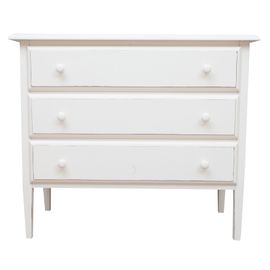 Commode Style Rustique En Bois Massif De Tilleul Avec Finition Antique Blanche L100xpr48xh85 Cm