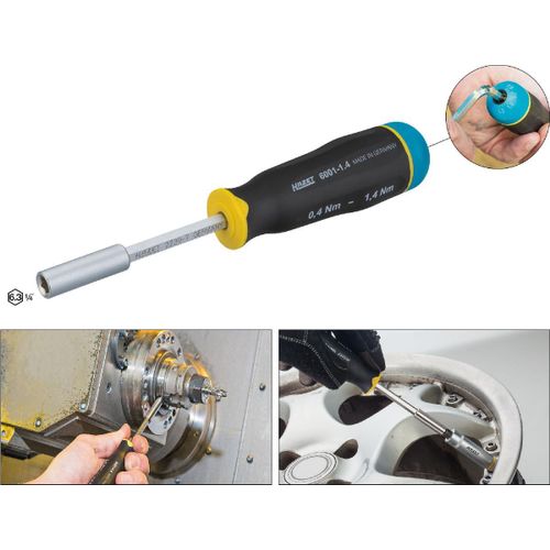 Hazet Tournevis dynamométrique - Tolérance: 10% - Hexagone creux 6,3 (1/4 pouce) - Nm min.-max.: 0.4 - 1.4 - Nombre d'outils: 3 - 6001-1.4/3