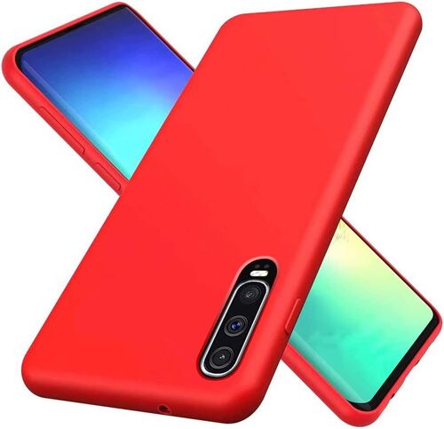 Huawei P30 Coque Ultra Mince Liquide Pour Gel Doux Microfibre De Caoutchouc Rayure Protecteur Cas(Rouge)