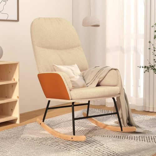 Vidaxl Chaise À Bascule Blanc Crème Tissu