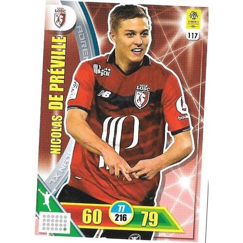 N° 117- Nicolas De Preville-Losc Lille - Attaquant- Carte Panini Adrenalyn Xl - 2017/2018