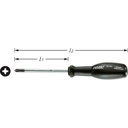 Hazet Tournevis trinamic - Profil Phillips PH - Taille: PH1 - Longueur totale: 173 mm - 803-PH1