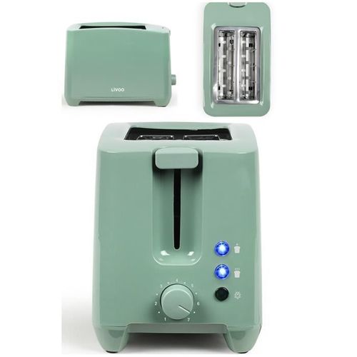 Grille-pain VERT OPALE 750W 2 fentes larges Thermostat réglable 7 positions