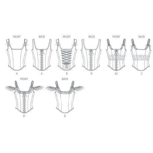 Butterick Patterns B5935 Patrons pour corset pour femme taille AX5 32 à 40 Blanc