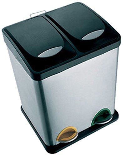 Msv 100352 Poubelle Tri Sélectif Avec 2 Seaux Inox Polypropylène 31 X 26,5 X 39,5 Cm