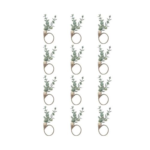 Ronds de serviette 12 Eucalyptus rustique Anneaux de serviette en bois Boho Leaf Perle de bois Ferme Anneau de serviette Hol