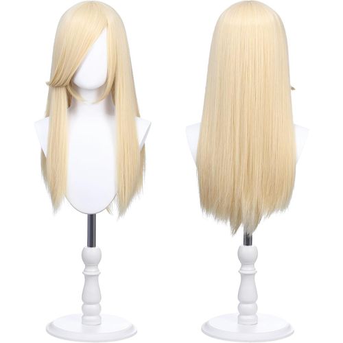 Tianyi-Perruque De Déguisement Universelle 60cm Pouces Avec 2 Filets À Cheveux Pour Cosplay, Halloween Et Fêtes À Thème (Blond Clair)