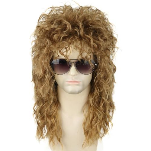 Tianyi-Perruque Pour Homme Et Femme Des Années 70 Et 80 - Perruque Proll Pour Carnaval, Halloween (Marron Doré)