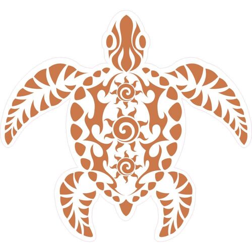 Tortue Maori Soleil Animal Mer Autocollant Sticker Logo645 - 15 Cm - Marron