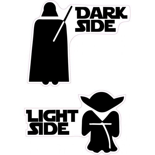 Star Wars Interrupteur Dark Vador Dark Side Yoda Light Side Autocollant Sticker Logo393 - Noir