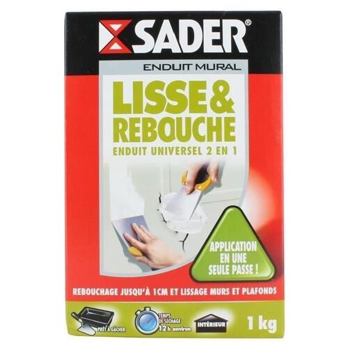 SADER Boîte Enduit lisse & rebouche Poudre - 1kg