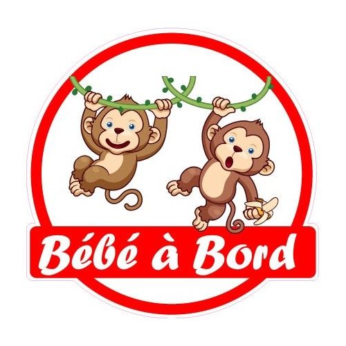 Bébé À Bord Singe Logo 12 Autocollant Adhésif Sticker - 12 Cm