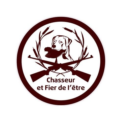 Chien Chasseur Et Fier De L'etre Logo 1853 Autocollant Adhésif Sticker - 8 Cm