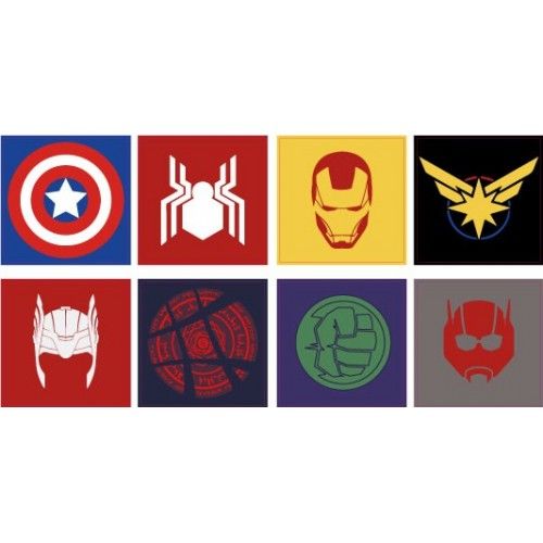 Icônes Avengers Un Lot De 8 Autocollants Numéro 46 Adhésif Sticker - 17 Cm