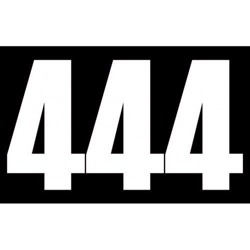 Set 3x Autocollant Sticker Voiture Moto Porte Numéro Chiffre Course 444 Blanc Logo 3530