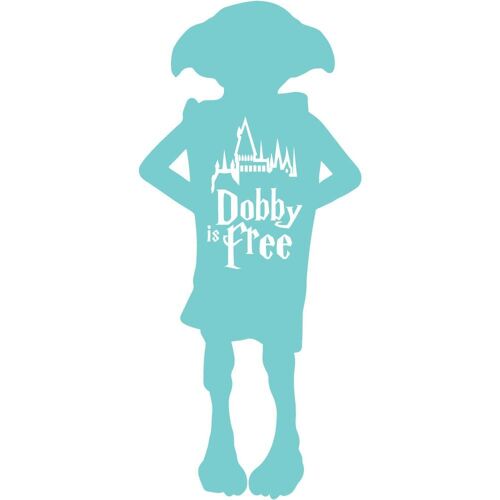 Elfe De Maison Dobby Is Free Logo 55 Autocollant Sticker - Turquoise - 4 Cm