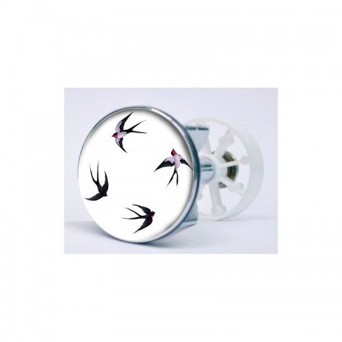 Stickers Oiseaux Autocollant Bonde Lavabo Évier Bouchon - 4 Cm