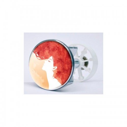 Stickers Femme Rousse Autocollant Bonde Lavabo Évier Bouchon - 4 Cm