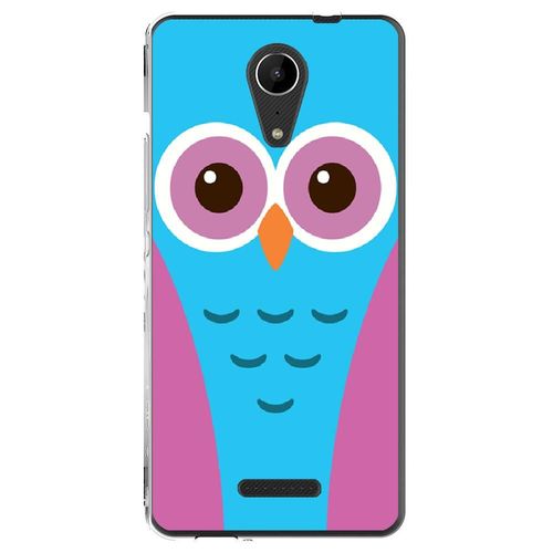 Coque Souple Pour Wiko Tommy 2 Avec Impression Motifs Chouette Bleue Et Rose
