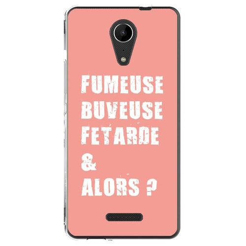 Coque Souple Pour Wiko Tommy 2 Avec Impression Motifs Fumeuse Et Alors Rose