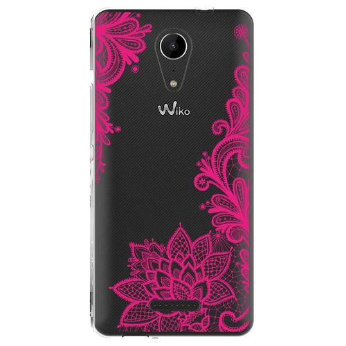 Coque Souple Pour Wiko Tommy 2 Avec Impression Motifs Lace Fushia