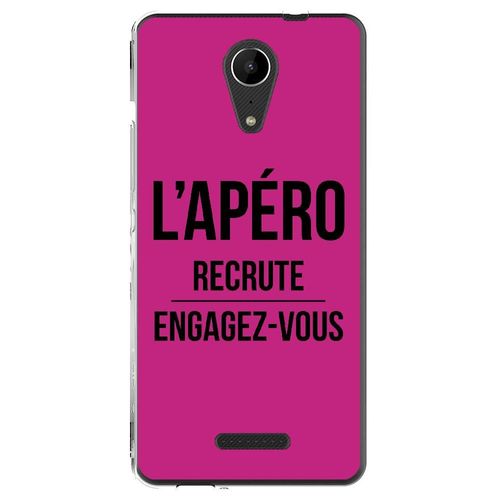 Coque Souple Pour Wiko Tommy 2 Avec Impression Motifs L'apéro Recrute Fushia